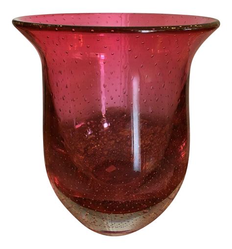 Vintage Murano Italian Cranberry Art Glass Vase Chairish