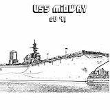 Coloring Carrier Aircraft Pages Ship Midway Cv Cvn Navy sketch template