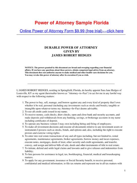 power  attorney form florida  fill   sign printable