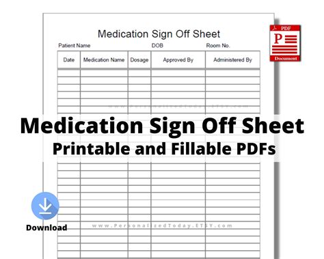 printable medication sign  sheet print  write  text etsy   printables sign