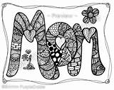 Mom Doodle Color Printable Zen Zendoodle Doodles Mothers Des Etsy Madres Las Colors Drawing sketch template