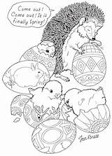 Easter Coloring Happy Sheets Eggs Pages Hedgehog Egg Brett Jan Book Kleurplaat Lisovzmesy Print Igel sketch template