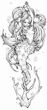 Coloring Mermaid Pages Adults Adult Drawings Tattoo Coloriage Tattoos Printable Sirene Voor Volwassenen Mermaids Sketch Lineart Book Seahorse Silhouette Drawing sketch template