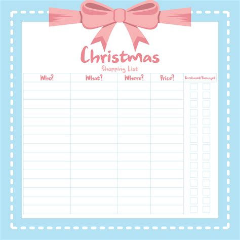 printable christmas list     printablee