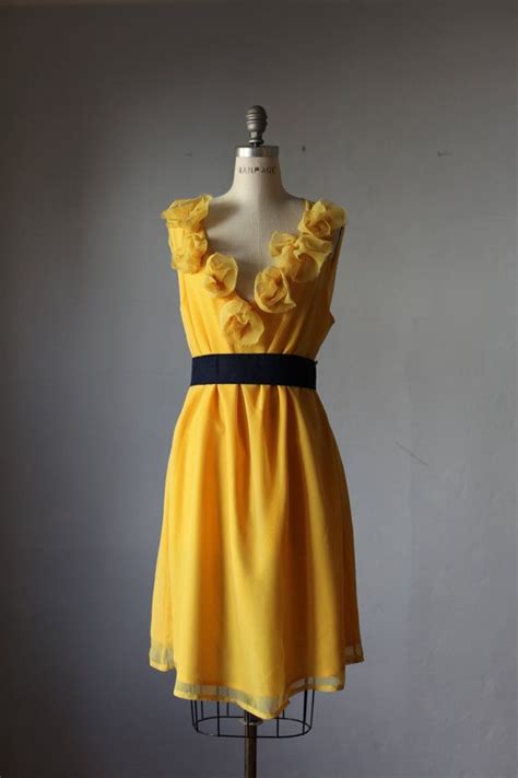 chiffon yellow dress flowers   neck  ateliersignature