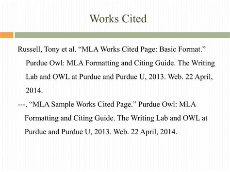 works cited page powerpoint    id