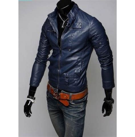 Black Color Leather Jacket Men S Slim Fit Biker Jacket