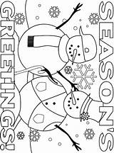 Christmas Coloring Snowmen Merry Celebrating sketch template
