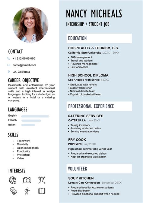 college student resume template word