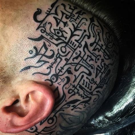 beautiful sigil tattoos   left side   head