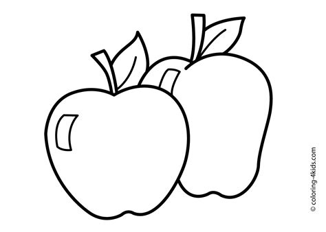 apple fruits coloring pages simple  kids printable  apple