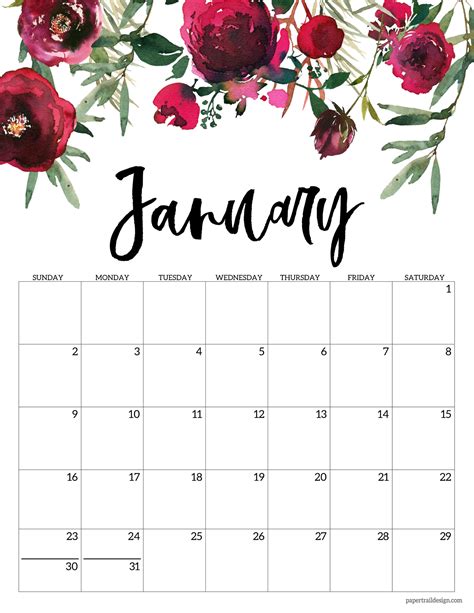calendar  floral february calender