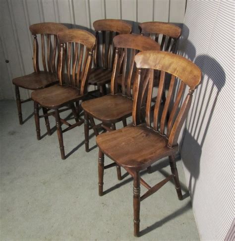set 6 victorian slat back farmhouse kitchen chairs antiques atlas
