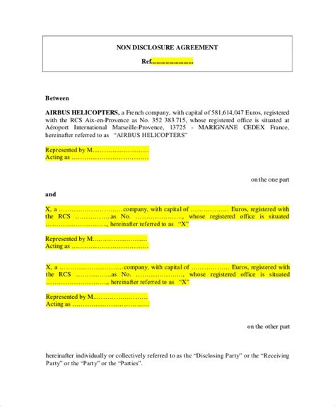 Free 29 Sample Non Disclosure Agreement Templates In Pdf