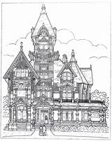 Coloring Mansion Victorian Pages Book Printable House Houses Drawing Carson Colouring Eureka Books Drawings Plans Ca Adult sketch template