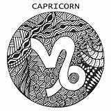Capricorn Capricorno Segno Dello Zodiaco Disegnato Intricate sketch template