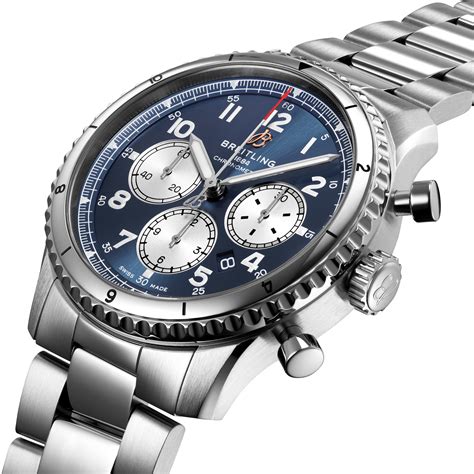 aviator   chronograph  stainless steel blue abca breitling