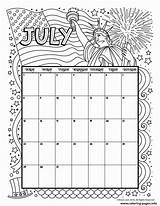 Calendar Coloring July Printable Pages Kids 2021 Monthly Calender Blank Woo Jr Woojr Jul Print Book sketch template