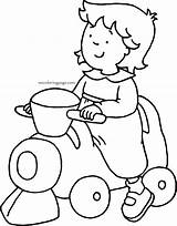 Coloring Caillou Sister Train Toy Wecoloringpage sketch template