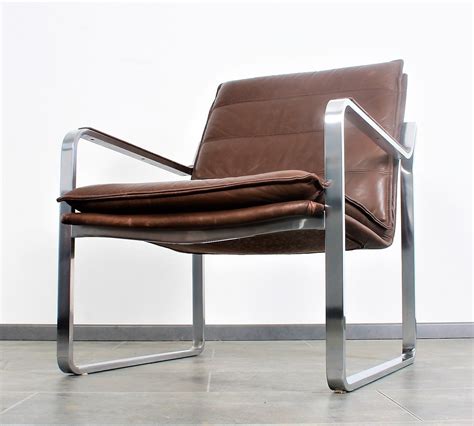 Stainless Steel And Leather Lounge Chair By Knoll Rudolf Glatzel 1970s