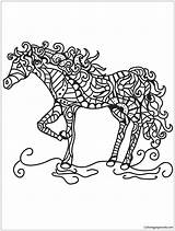 Horse Cheval Pages Zentangle Coloriage Coloring Color Getcolorings sketch template