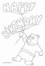 Birthday Coloring Happy Pages Drawing Bear Cake Teddy Pencil Balloons Getdrawings sketch template