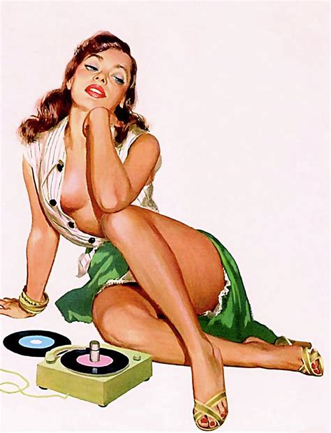 Sexy Pin Up Girl With Great Legs And Loose Dress Listening