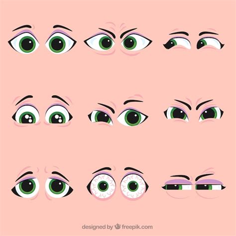 set  nice character eyes vector