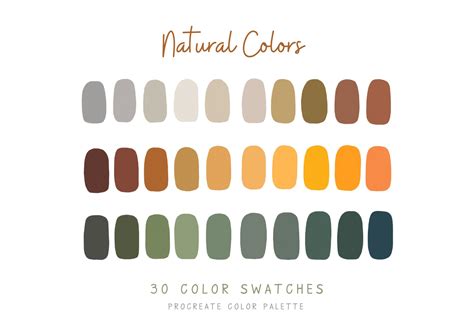 natural procreate color palette color swatches ipad etsy