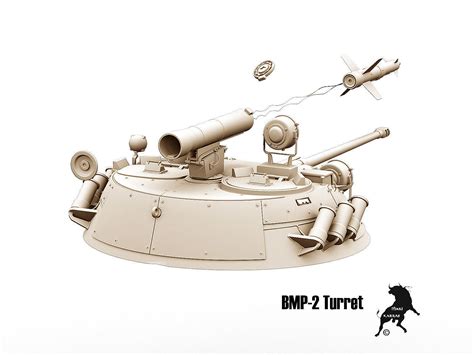 bmp 2 turret with spandrel missile 3d model max obj fbx