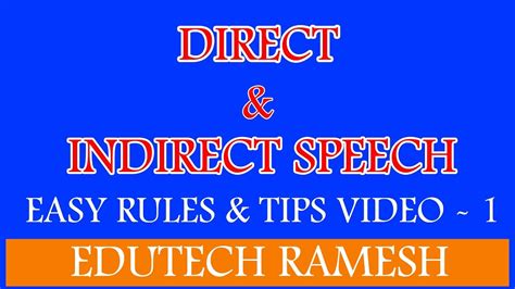 english grammar direct indirect speech easy rules