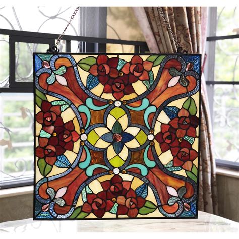 Chloe Lighting Chloe Tiffany Style Square Stained Glass Window Panel