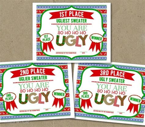 ugly sweater party certificate awards decorations favors