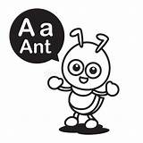 Ant Alphabet Coloring Learning Children Cartoon Illustration Vector Preview sketch template