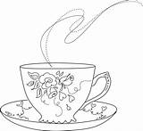 Tea Cup Saucer Clipart Clip Fancy Vintage Cute Vector Drawing Line Sketch Teacup Plate Coloring Coffee Cups Drawings Pages Stock sketch template