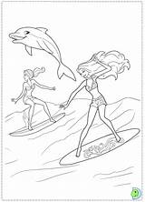 Barbie Coloring Mermaid Pages Tale Surfer Dinokids Colouring Surfing Drawing Tails Template Getdrawings Popular Print Close sketch template