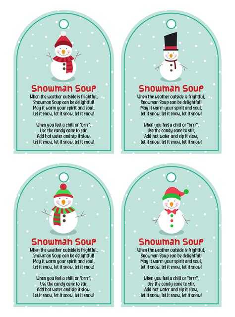 snowman soup printable tags