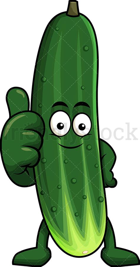 Cucumber Mascot Thumbs Up Cartoon Vector Clipart
