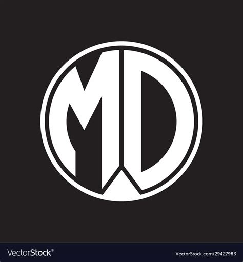 md logo monogram circle  piece ribbon style vector image