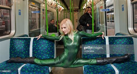 contortionist zlata from kazakhstan poses on a london underground