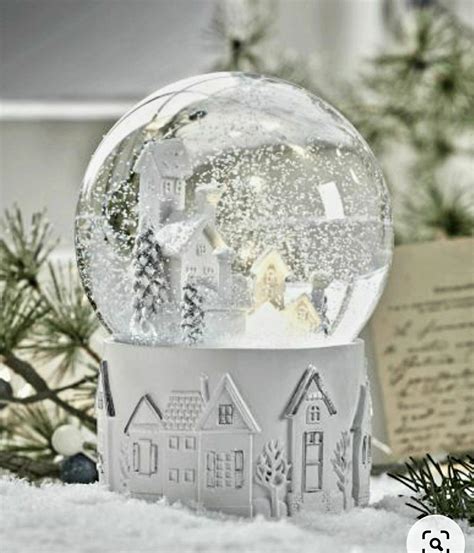 White Winter Village In 2020 Snow Globes Scandi Christmas