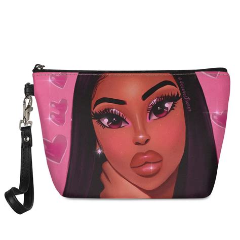 forudesigns cute make up bags afro girls melanin poppin pattern