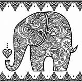 Elephant Coloring Tribal Drawing Colouring Pages Zendoodle App Book Easy sketch template