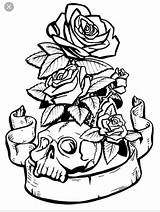 Coloring Pages Skull Adult Colouring Roses Skulls Rose Sheets Books Tattoos Choose Board sketch template