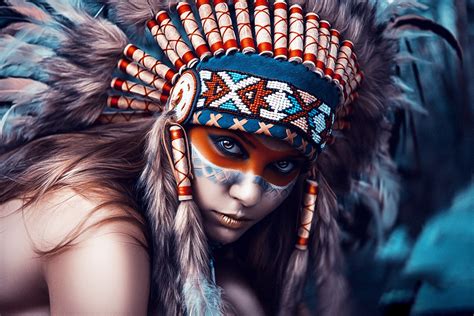 Female Native American Indian Illustration Hd Wallpaper