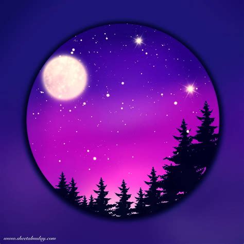 full moon night illustration  procreate