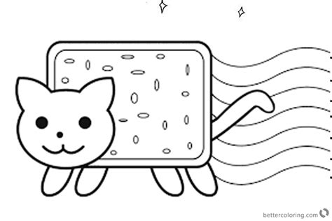 nyan cat coloring pages cute lineart  printable coloring pages