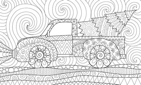 christmas tree  truck coloring page country car printable adult