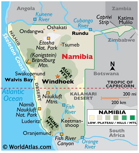 namibia latitude longitude absolute  relative locations world atlas