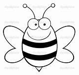 Bee Bumble Printable Coloring Template Pages Cute Clip Drawing Honey Outline Bumblebee Mascot Character Cartoon Cliparts Stock Line Printables Clipart sketch template